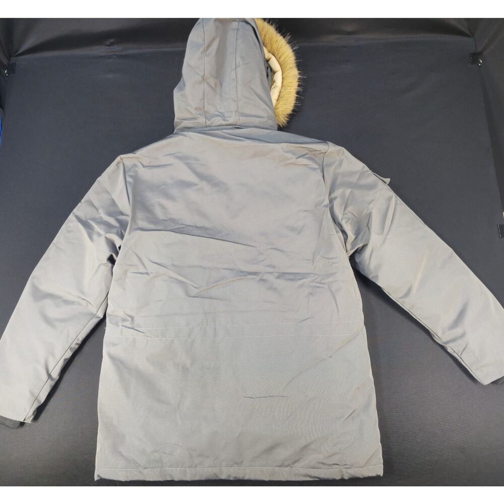 Classic Vogue Men's 2XL Gray Down Parka Faux Fur Hood Winter Jacket Coat Heavy - Picture 9 of 9